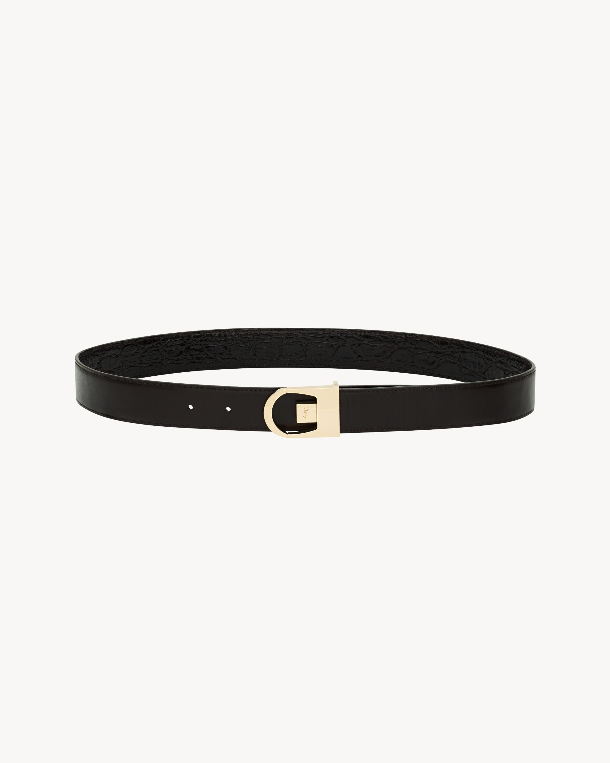 reversible belt in crocodile-embossed leather Product Image