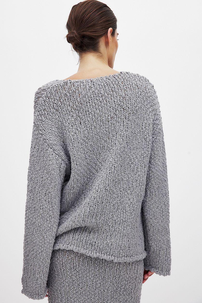 Structured Knitted V-Neck Sweater Product Image