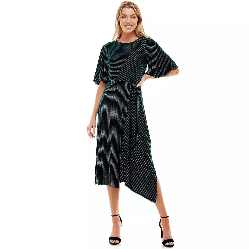 Women's Luxology Textured Asymmetrical Midi Dress, Size: Small, Hunter Silver Product Image