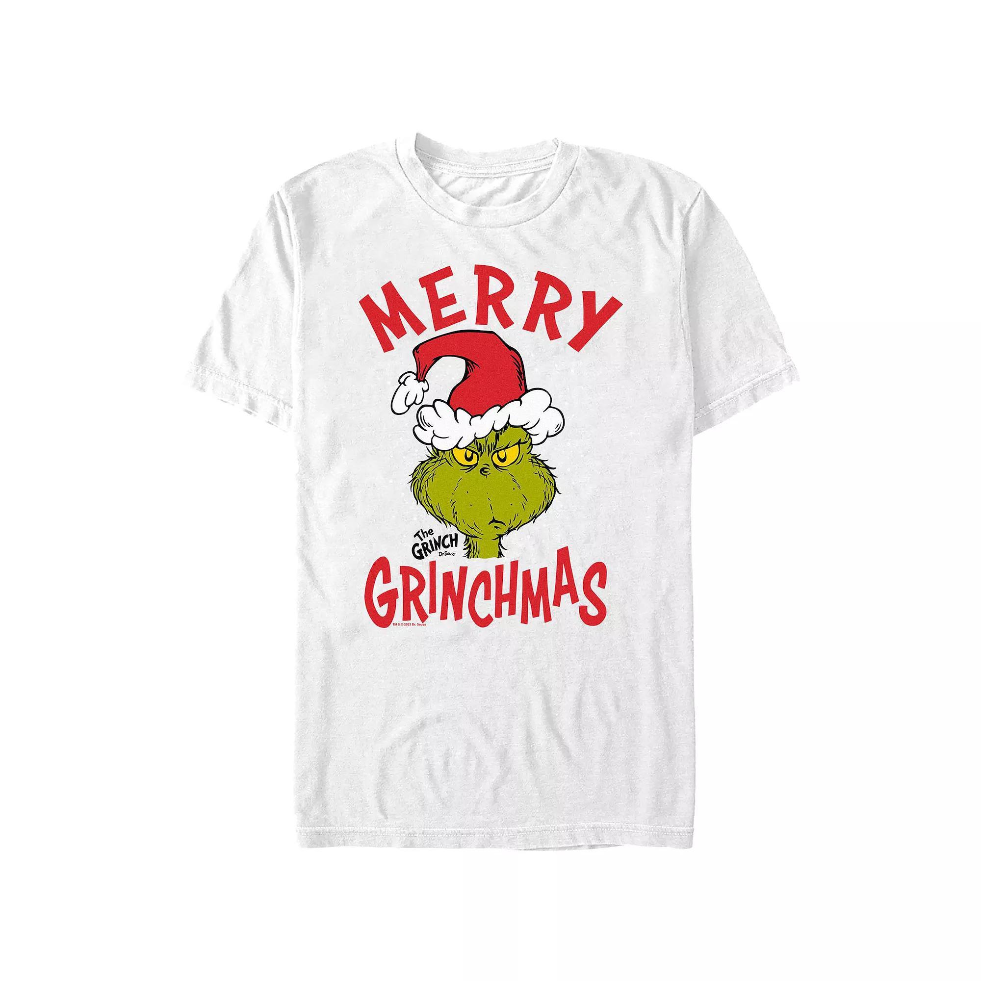 Big & Tall Dr. Seuss The Grinch Merry Christmas Graphic Tee, Men's, Size: XXL, White Product Image