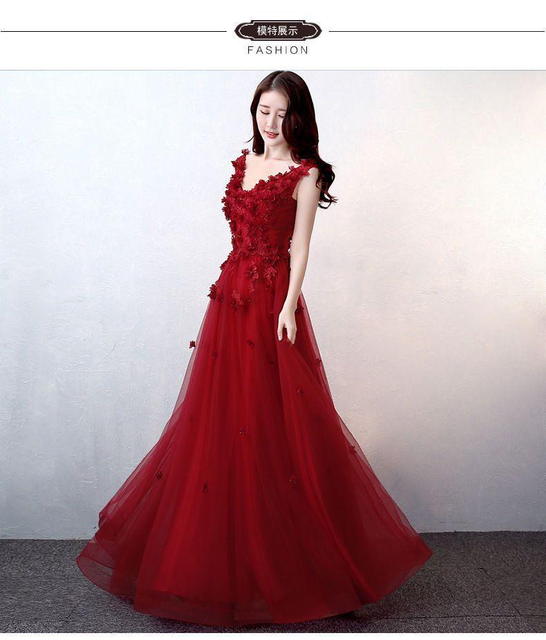 Rose Embroidered Sleeveless A-Line Evening Gown Product Image