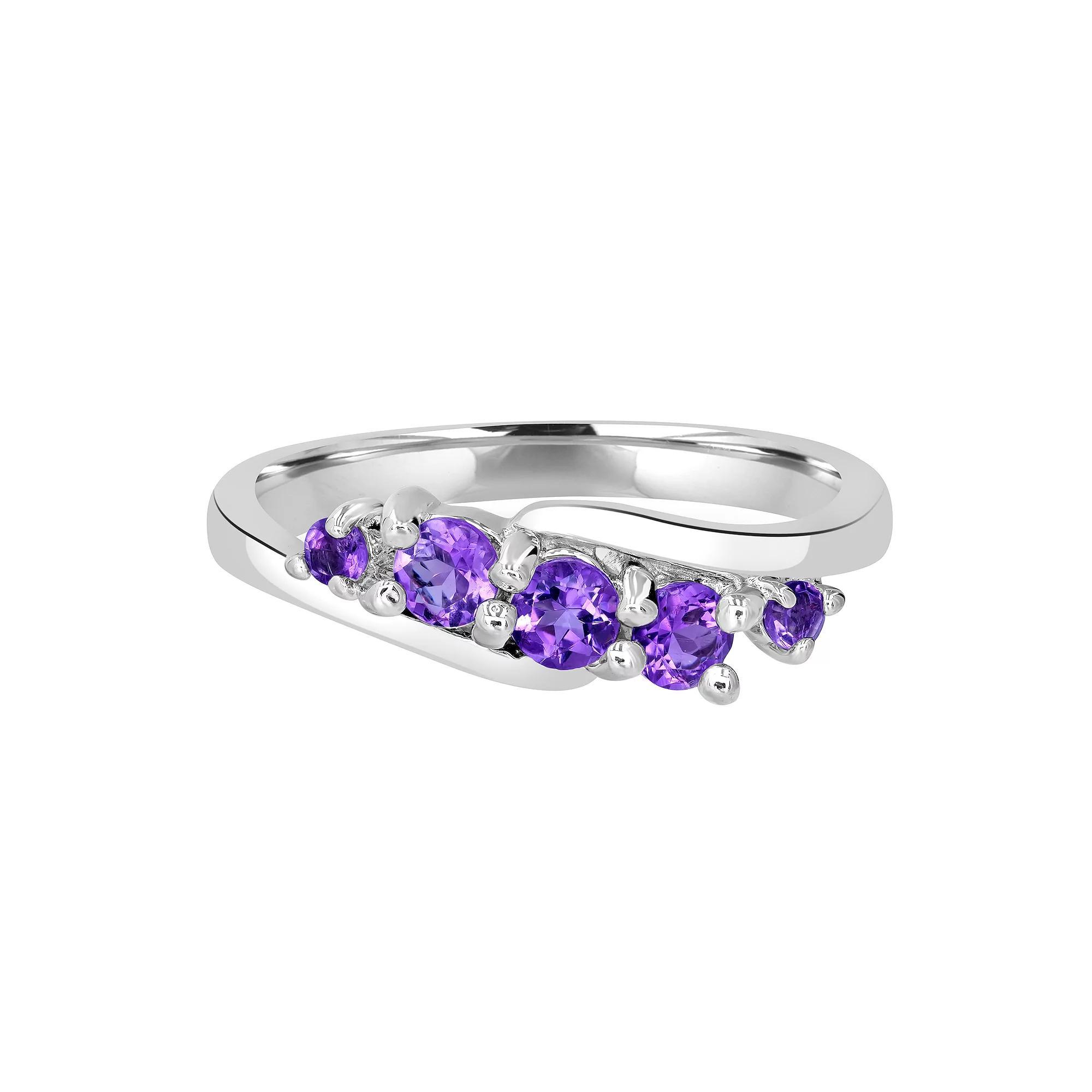 Gemistry Sterling Silver Stone Wave Ring, Womens White Topaz Product Image