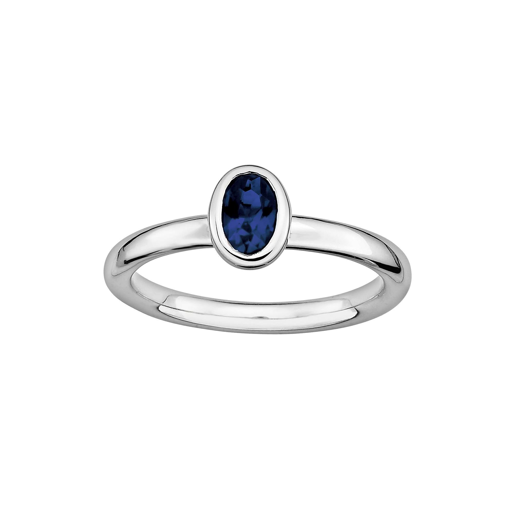 Stacks & Stones Sterling Silver Lab-Created Sapphire Stack Ring, Women's, Size: 6, Blue Product Image