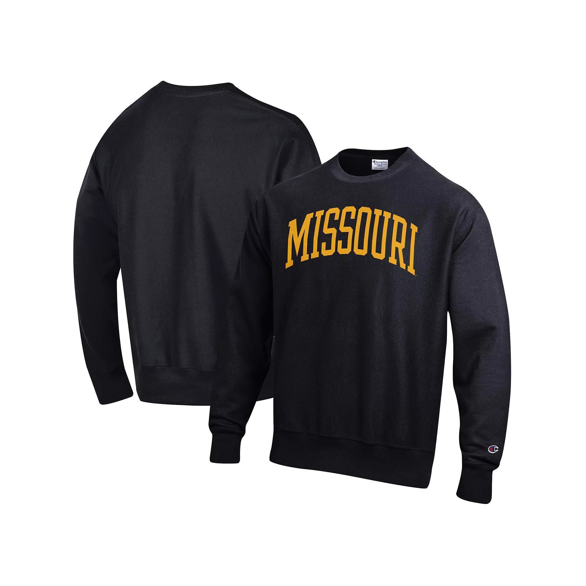 Men's Champion Black Missouri Tigers Arch Reverse Weave Pullover Sweatshirt, Size: Small Product Image