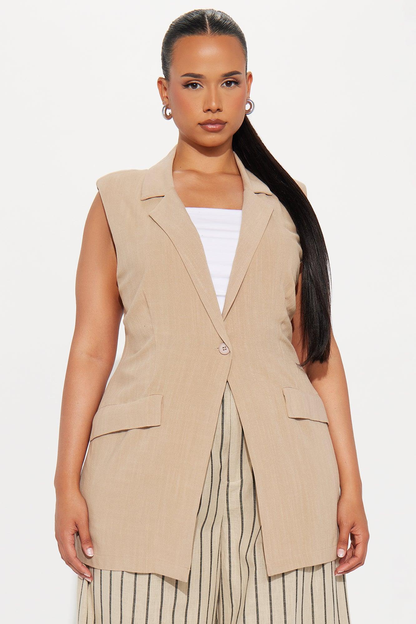 Azani Linen Vest - Taupe Product Image