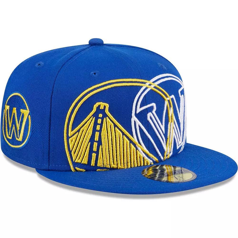 Men's New Era  Royal Golden State Warriors Game Day Hollow Logo Mashup 59FIFTY Fitted Hat, Size: 7 1/2, Blue Product Image