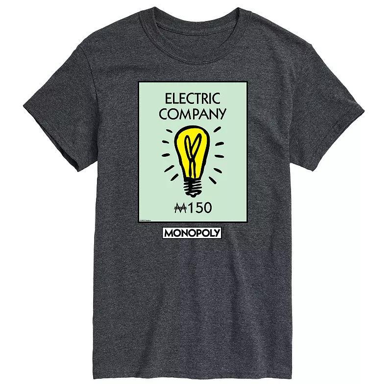 Mens Monopoly Electric Company Graphic Tee Grey Product Image
