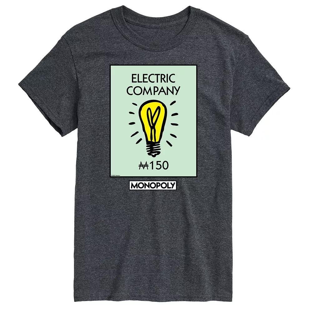 Mens Monopoly Electric Company Graphic Tee Grey Product Image