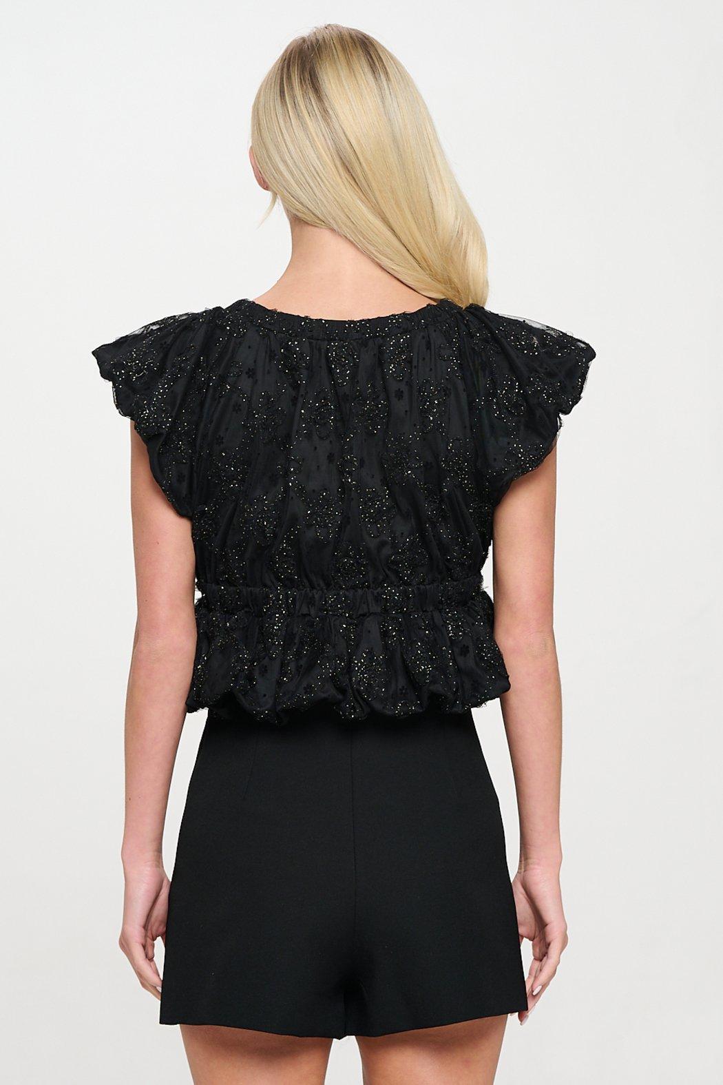Black Gold Flower Bow Top Product Image