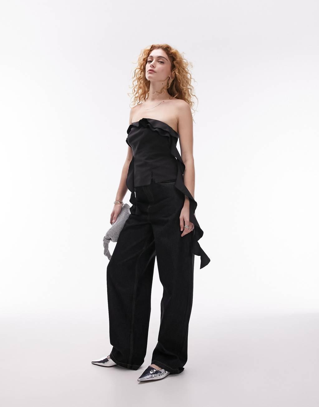 Topshop tailored frill bandeau top Product Image
