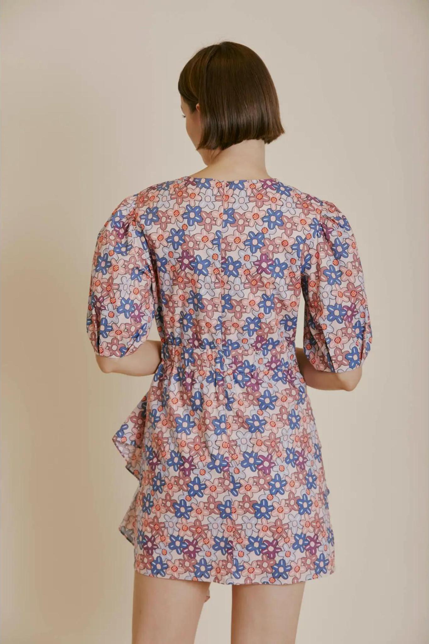 Flower Fields Puff Sleeve Floral Dress Product Image