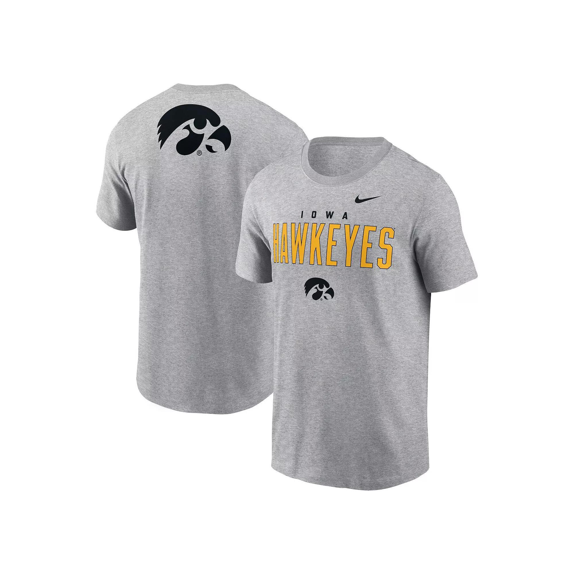 Men's Nike Heather Gray Iowa Hawkeyes Campus 2-Hit Primary Mascot T-Shirt, Size: Large, Grey Product Image