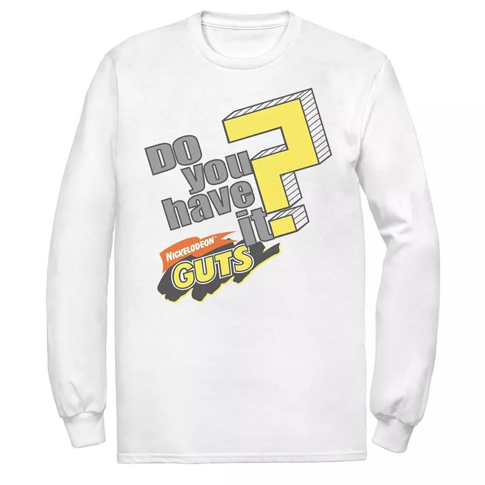 Men's Nickelodeon Guts Do You Have It Vintage Question Logo Long Sleeve Graphic Tee, Size: XXL, White Product Image