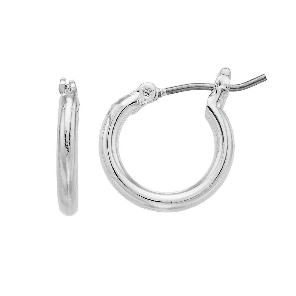 LC Lauren Conrad Silver Tone Nickel Free Hoop Earrings, Women's, Silvertone Product Image