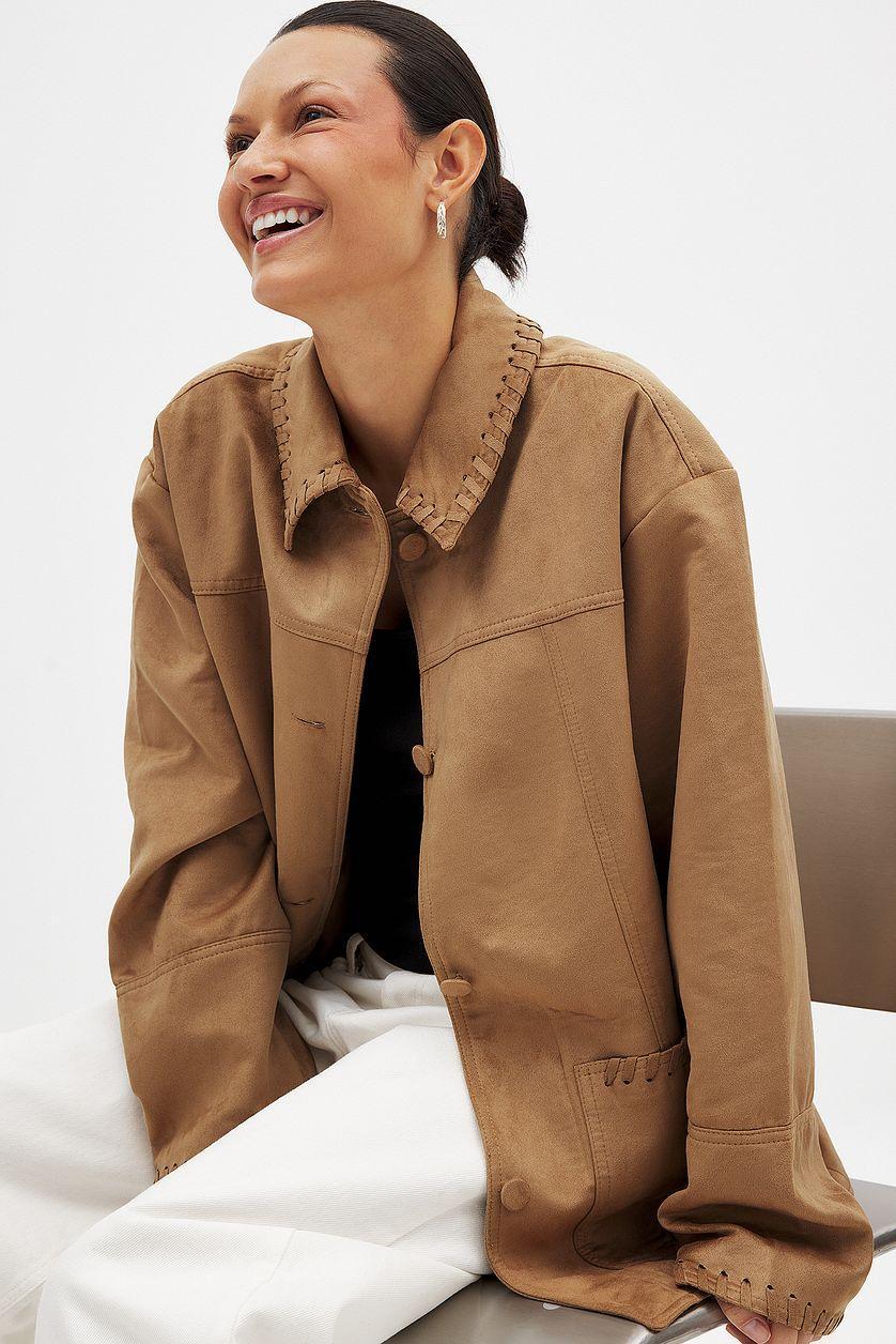 Faux Suede Seam Detail Jacket Product Image