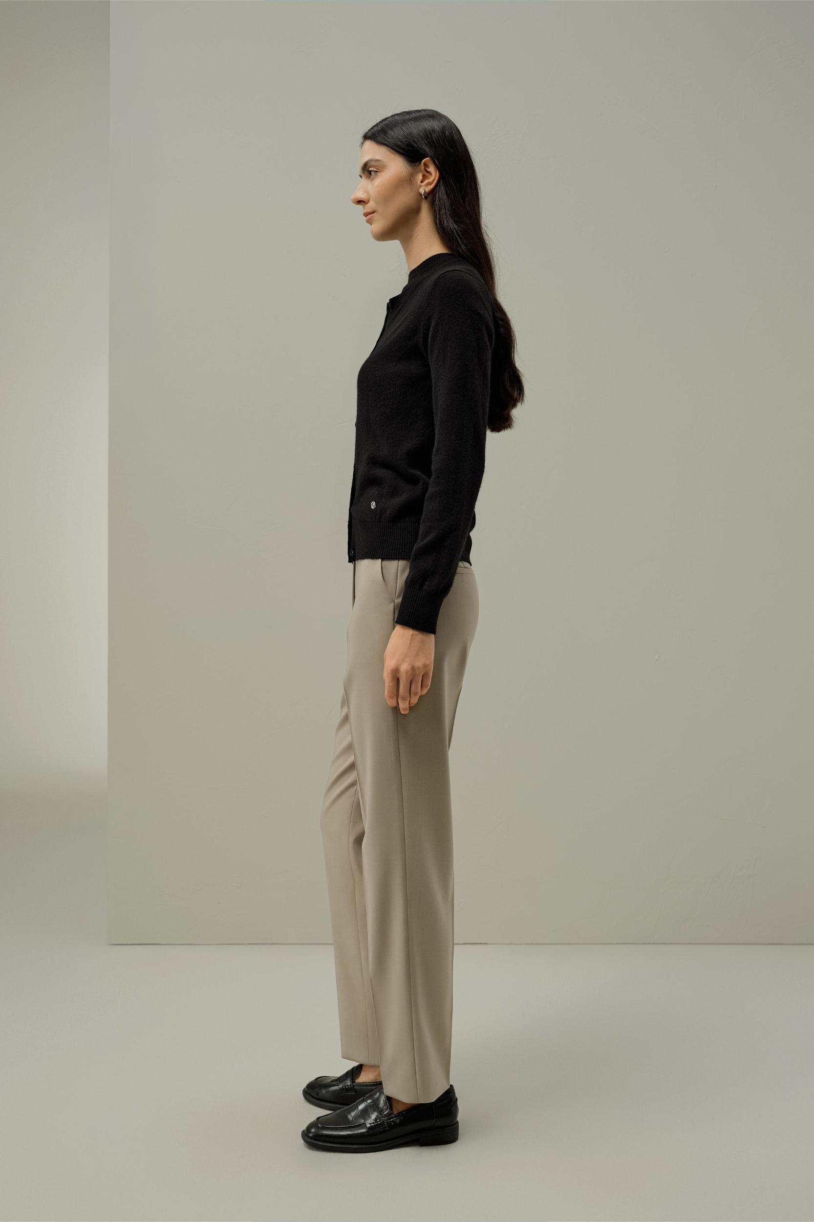 Cashmere Fitted Crew Neck Cardigan Product Image