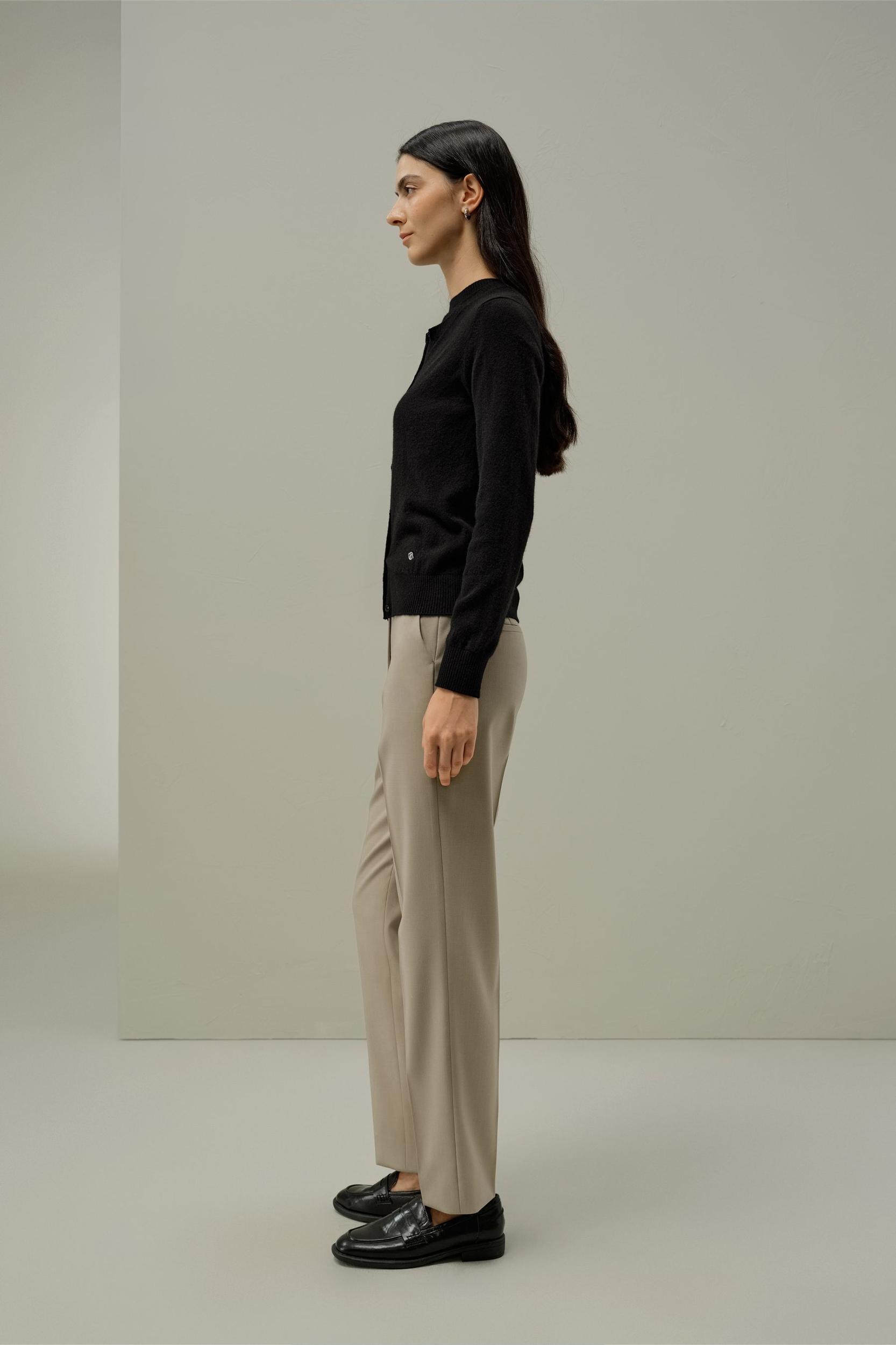 Cashmere Fitted Crew Neck Cardigan Product Image