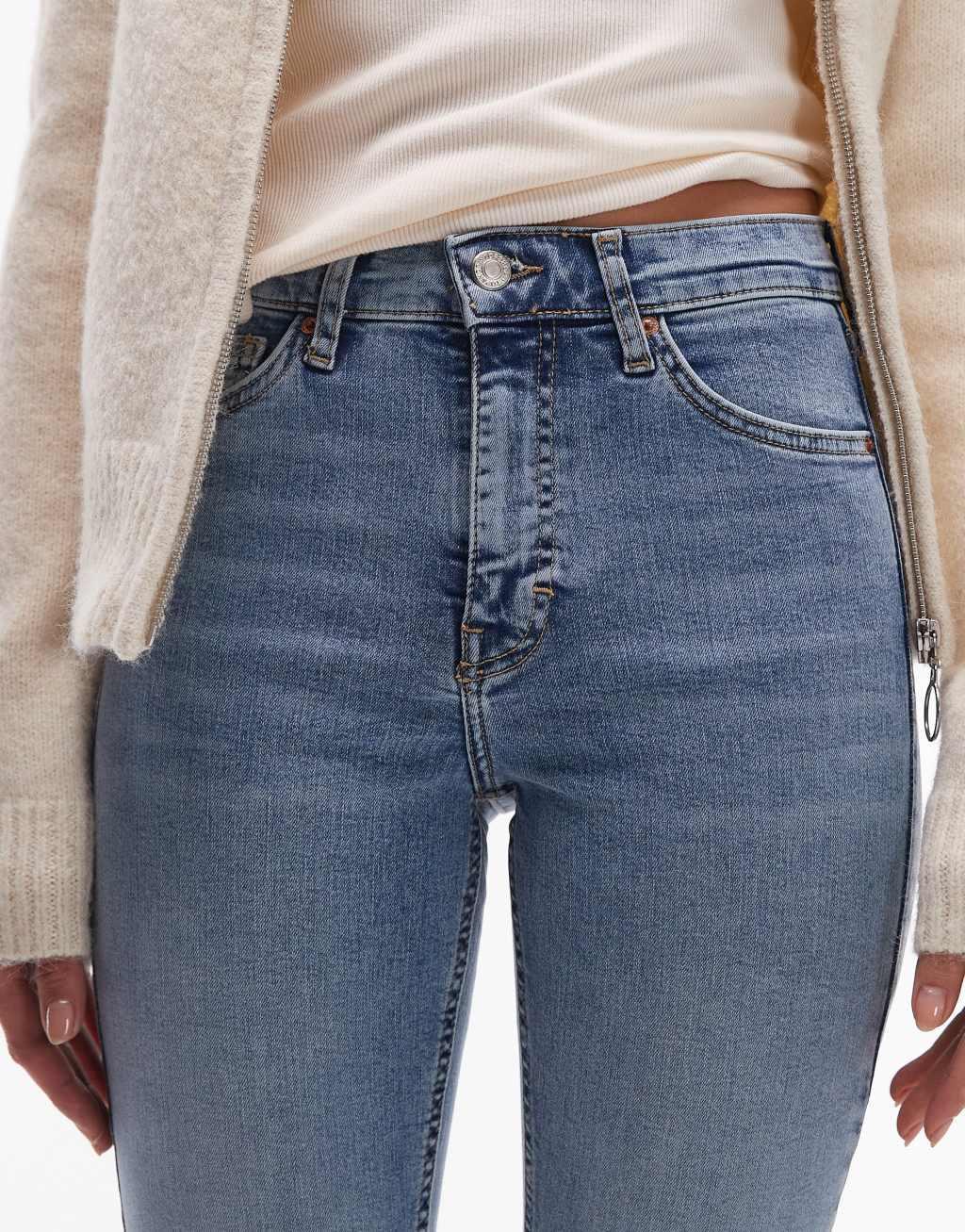 Topshop Jamie high rise skinny jeans in bleach Product Image
