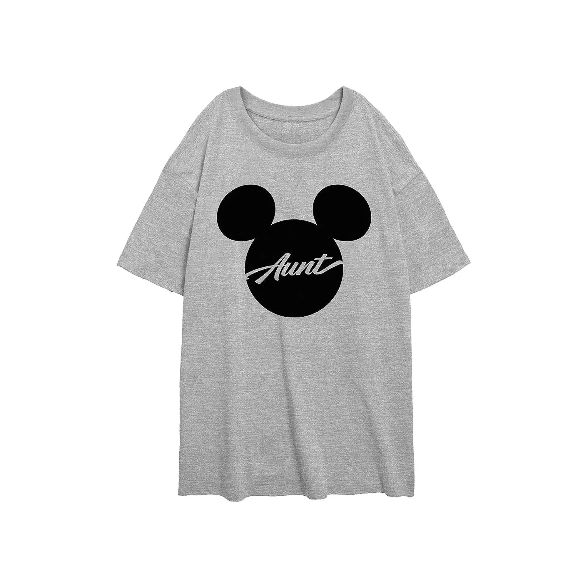 Disneys Mickey Mouse Aunt Womens Oversized Graphic Tee Athletic Grey Product Image