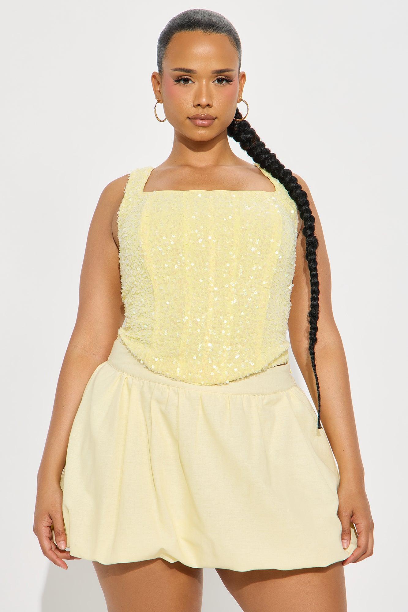Show Me Love Sequin Corset - Butter Yellow Product Image