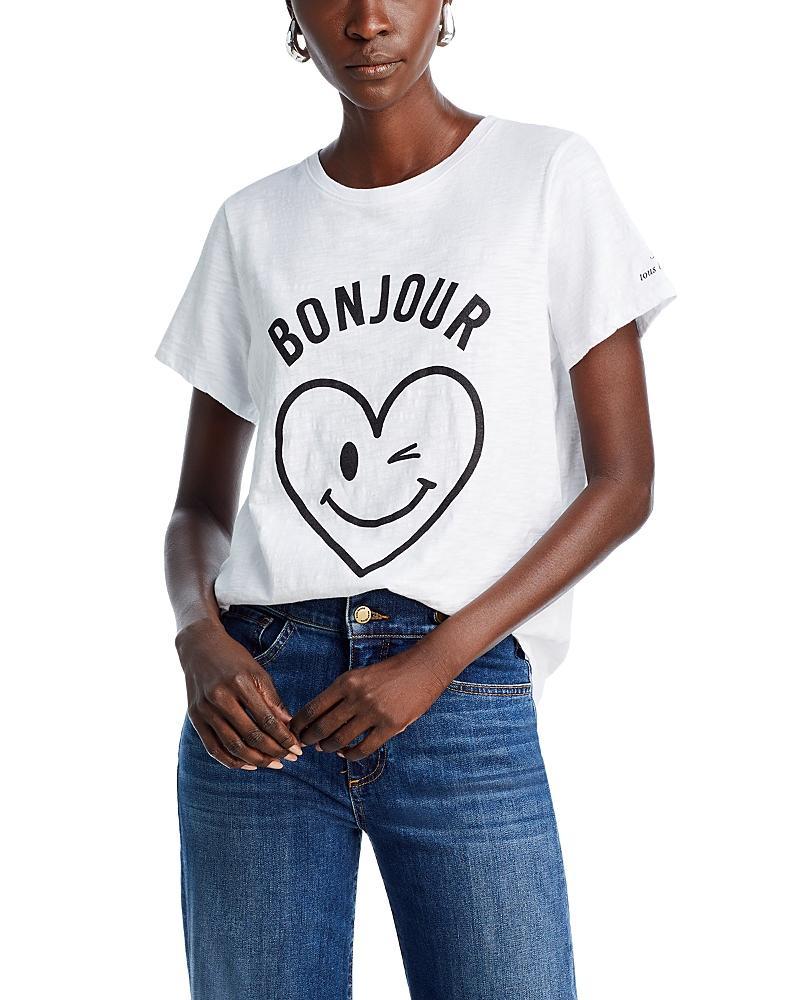 Cinq a Sept Cotton Bonjour Smiling Heart Tee Product Image