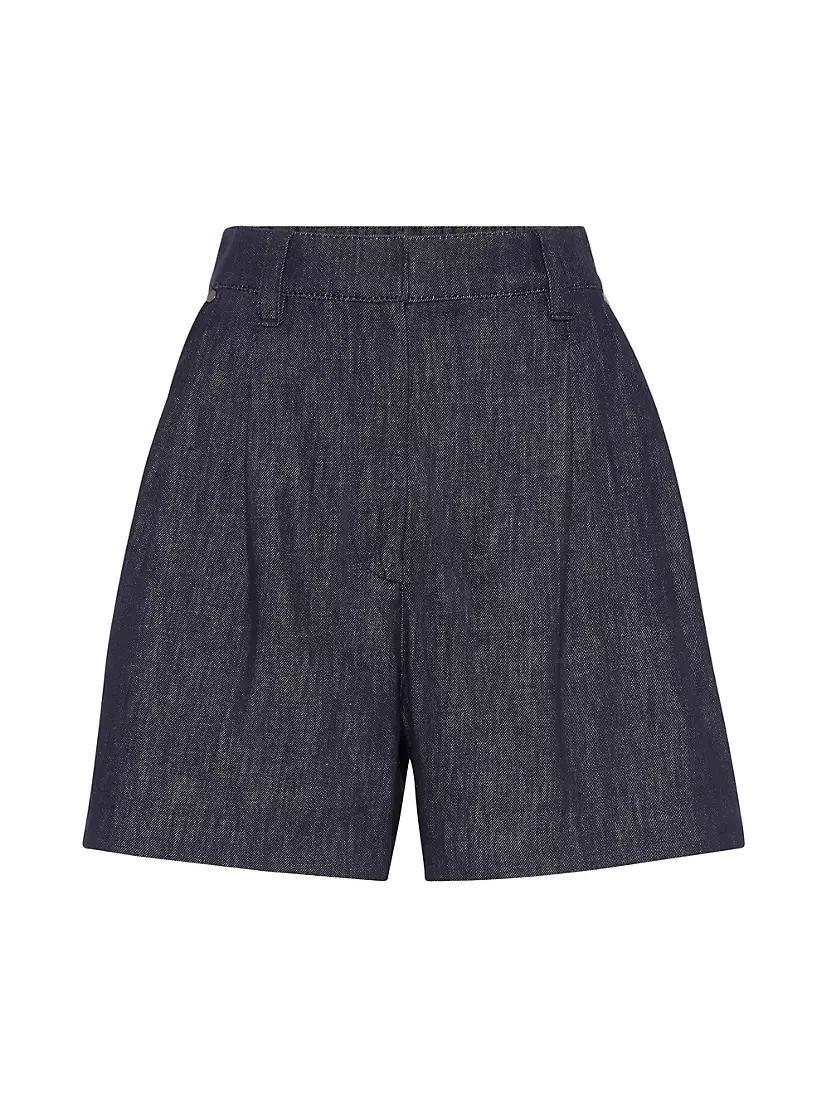Denim Effect Twill Baggy Shorts Product Image
