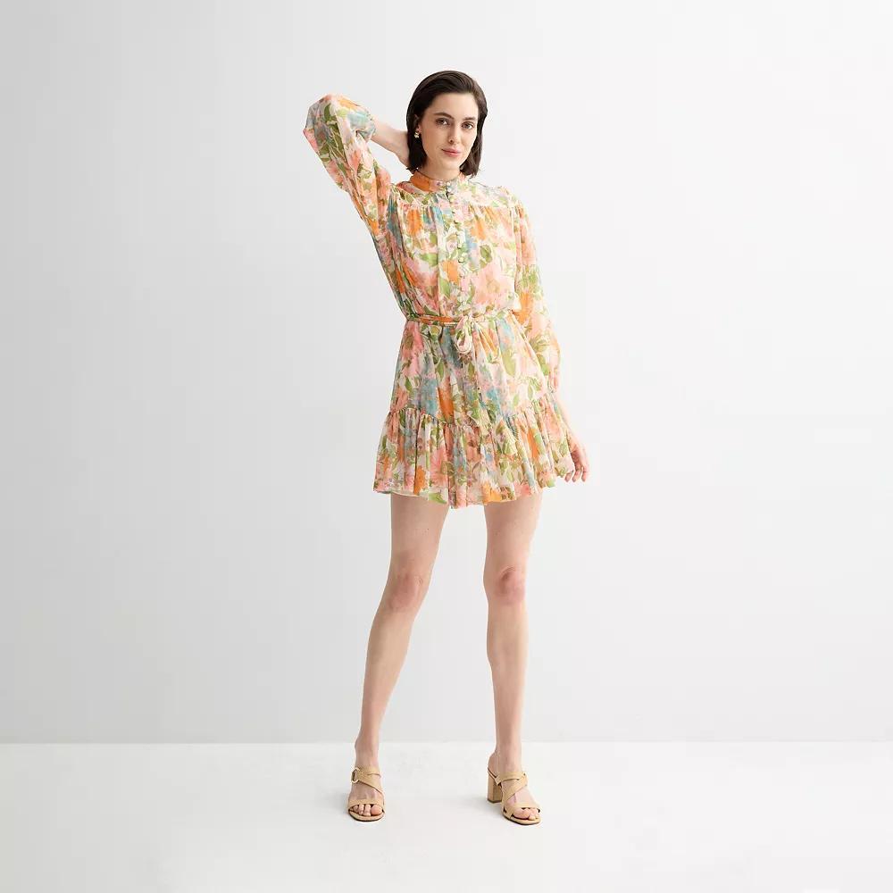 Women's Taylor Mandarin Collar Long Sleeve Shirt Dress, Size: 4, Pink Team Product Image