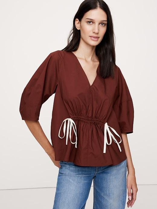 Poplin Cinch-Waist Top Product Image