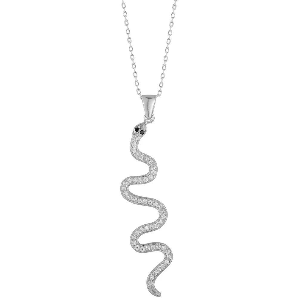 Sunkissed Sterling Cubic Zirconia Twisty Snake Necklace, Women's, Size: 18", Silver Tone Product Image