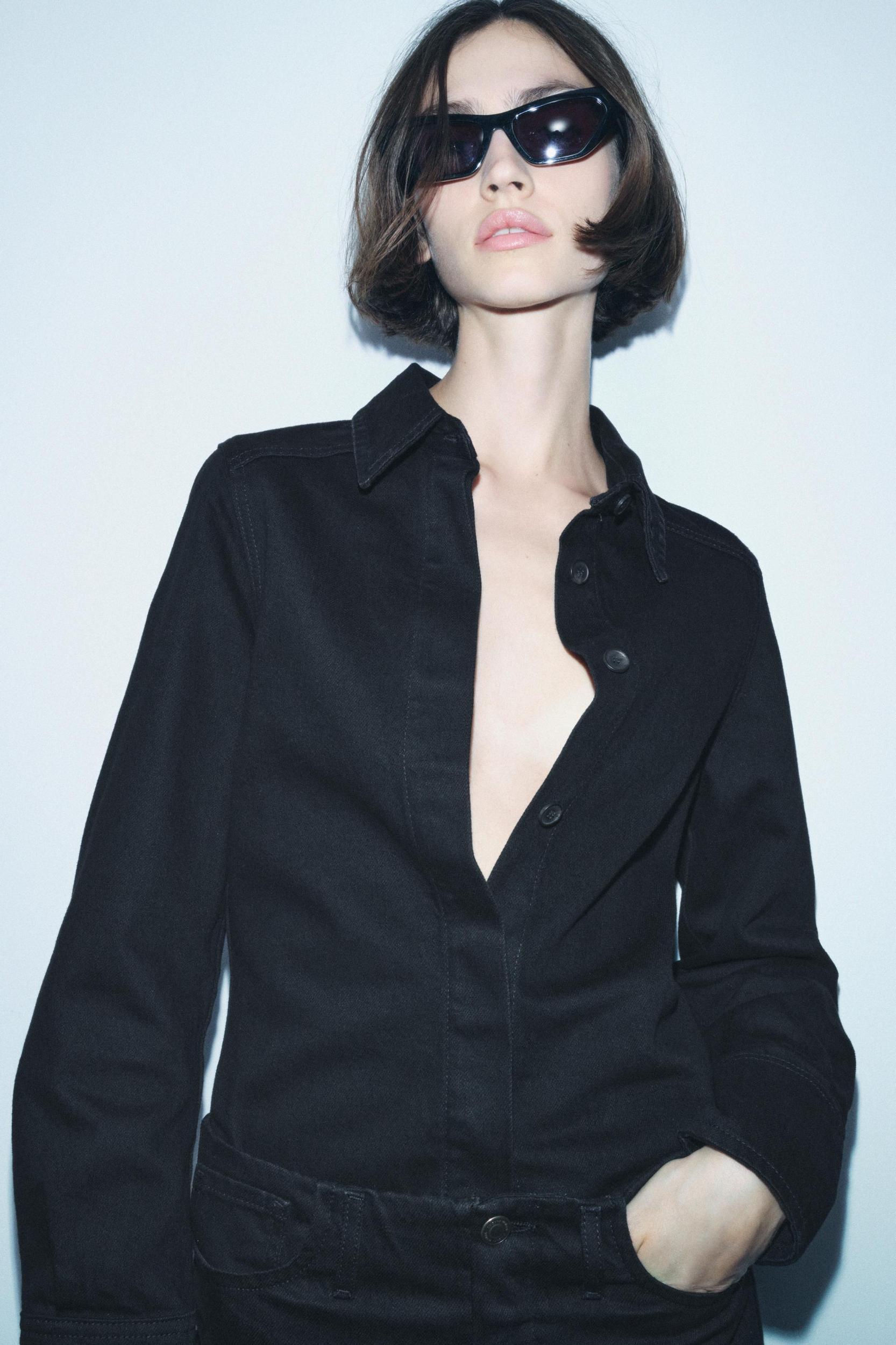 SLIM DENIM SHIRT ZW COLLECTION Product Image