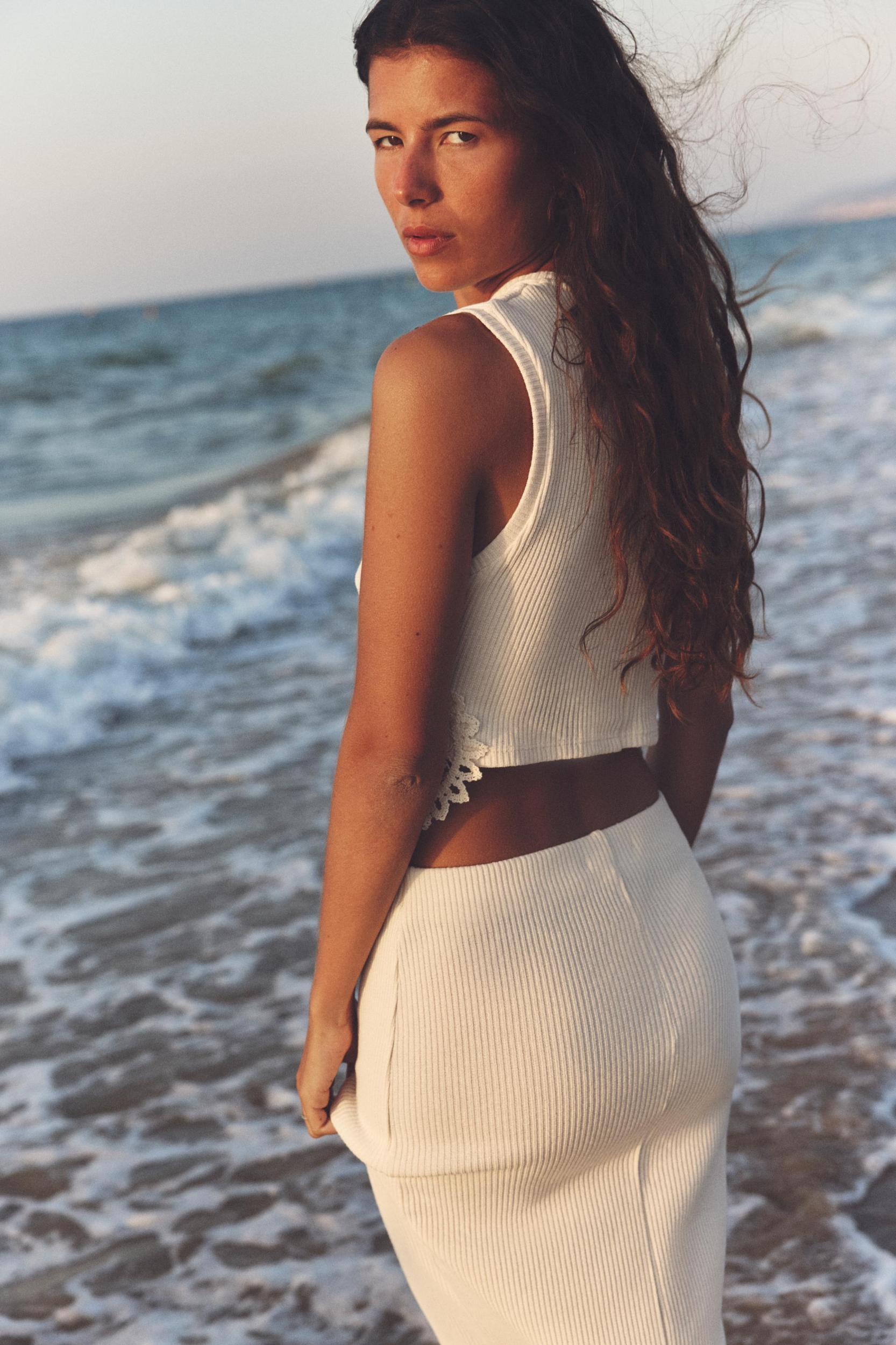 CROCHET RIBBED SKIRT Product Image