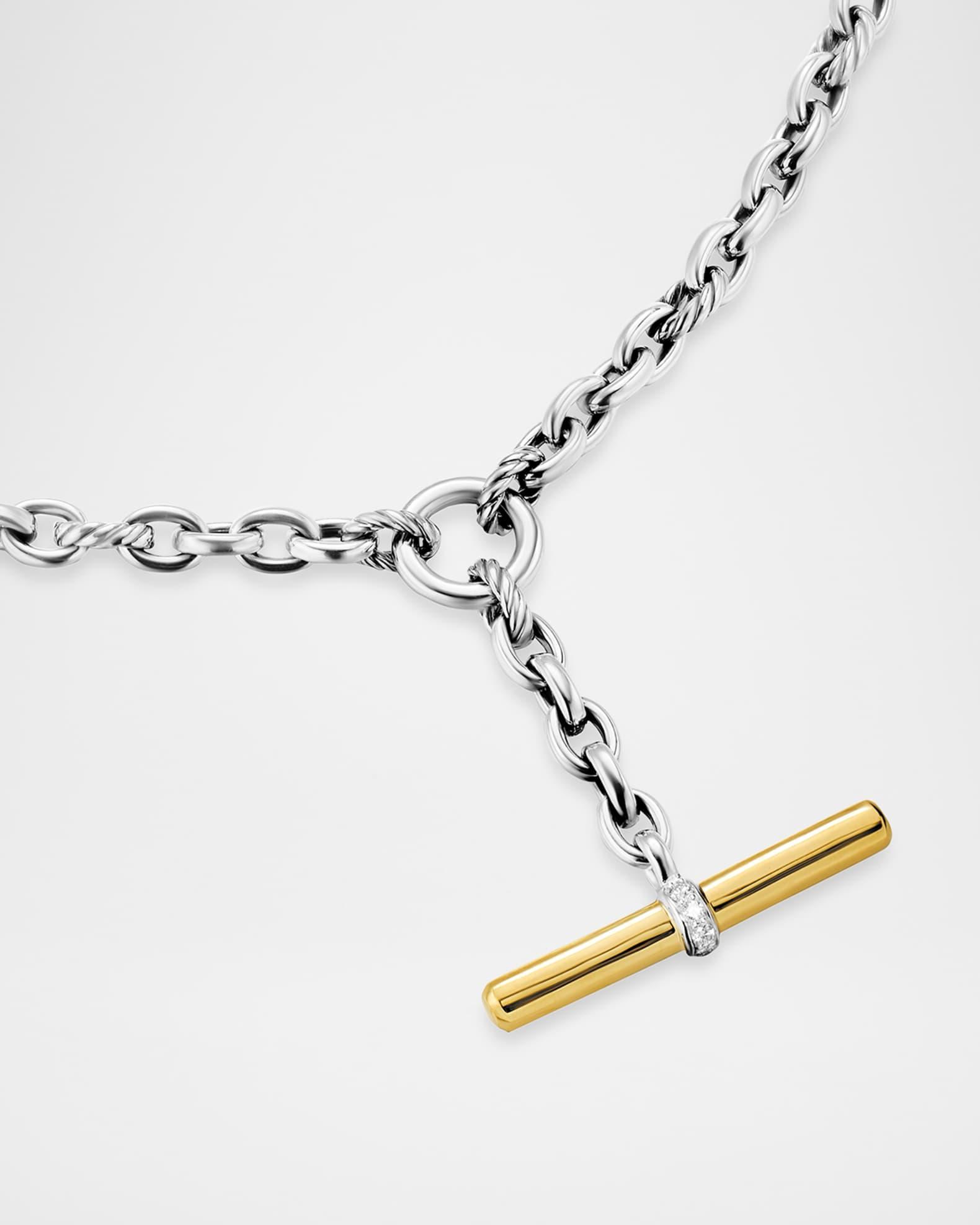 DY Mercer Petite Toggle Necklace with Diamonds and 18K Gold in Silver, 5mm Product Image