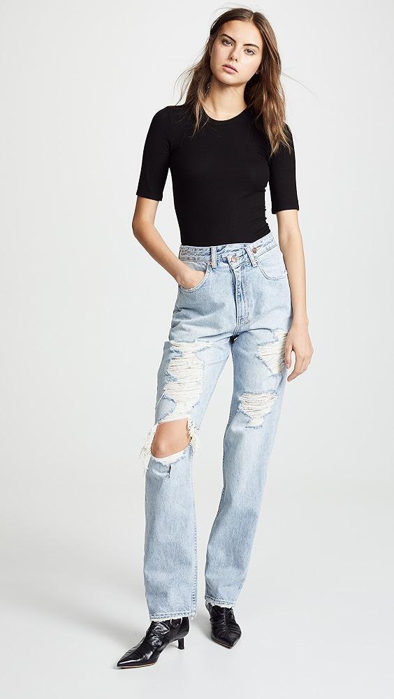 Enza Costa Rib Fitted Half Sleeve Crew Tee | Shopbop Product Image