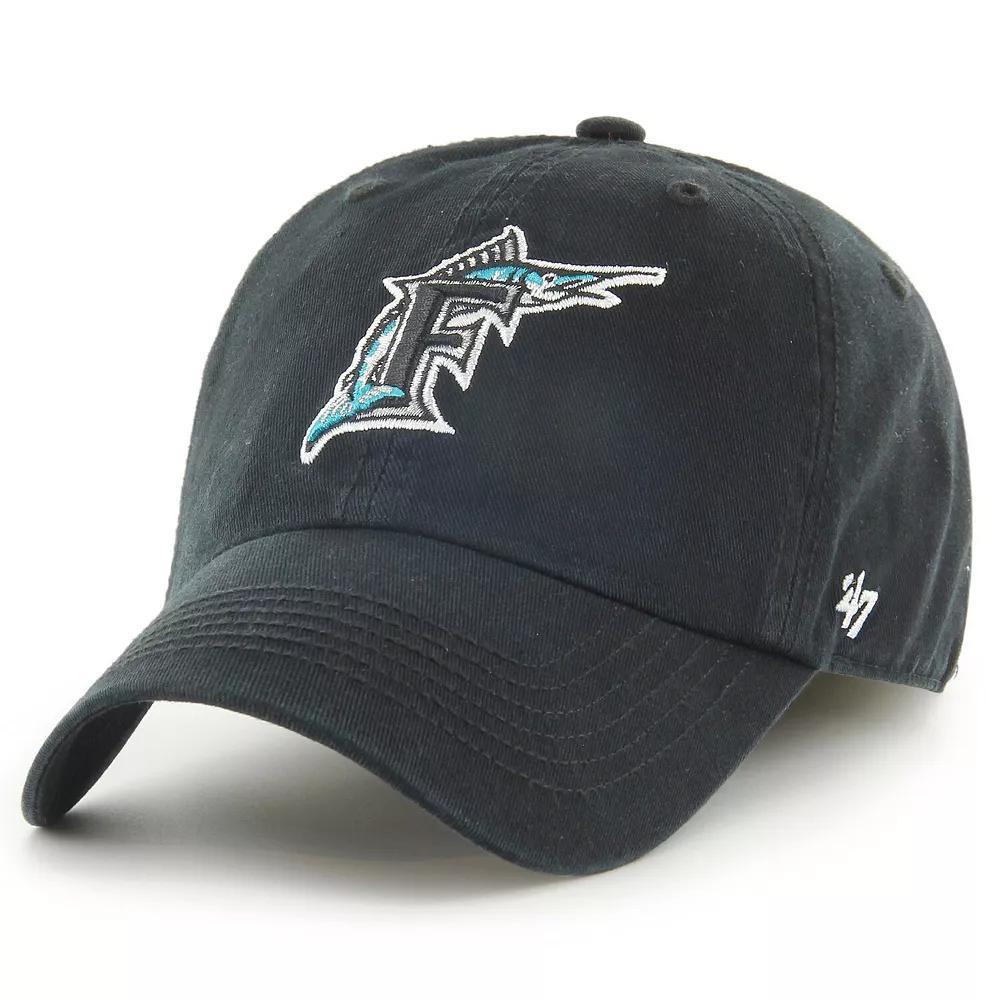 Men's '47 Black Florida Marlins Cooperstown Collection Franchise Fitted Hat, Size: XL, Mlb Black Product Image