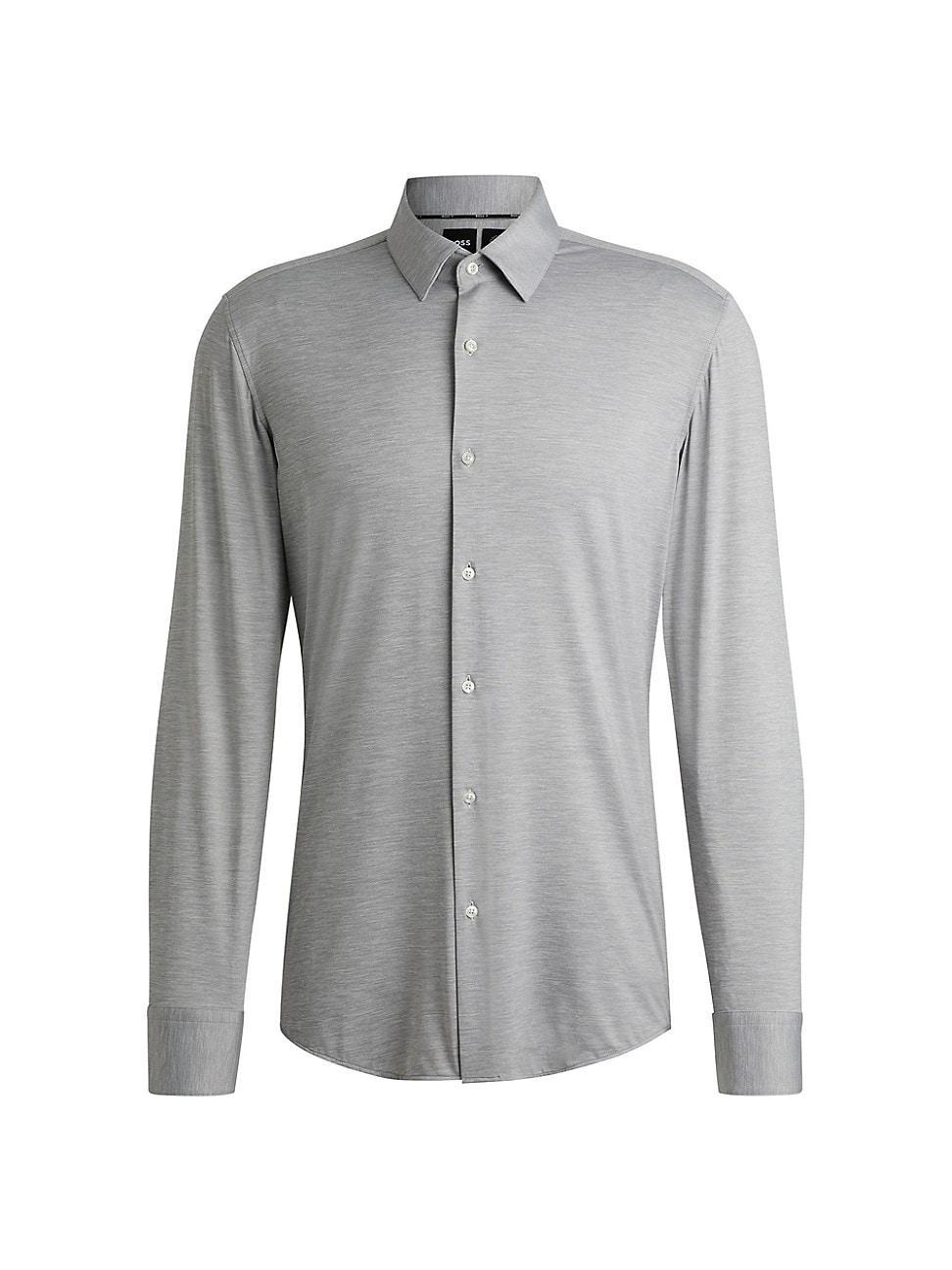 Mens Slim-Fit Shirt in Melange Performance-Stretch Jersey Product Image