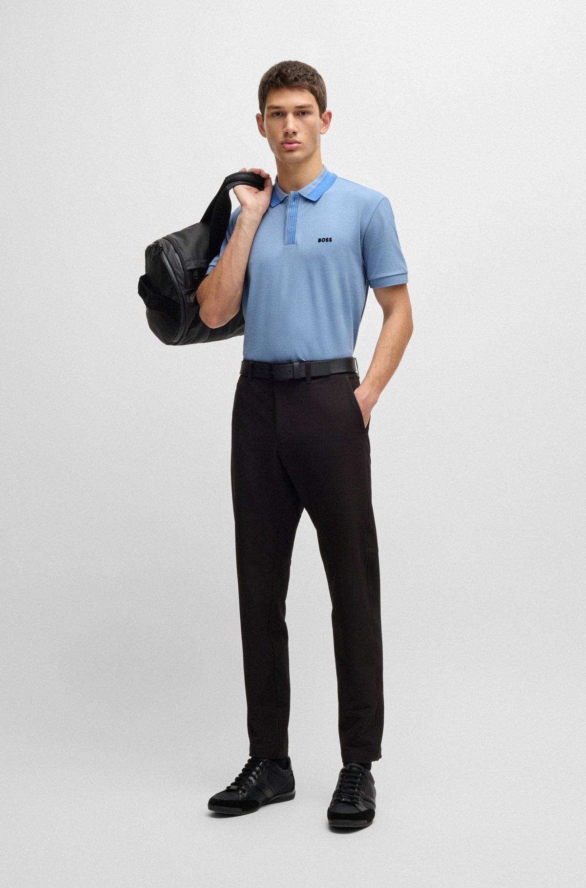 Stretch-cotton polo shirt with contrast logo Product Image