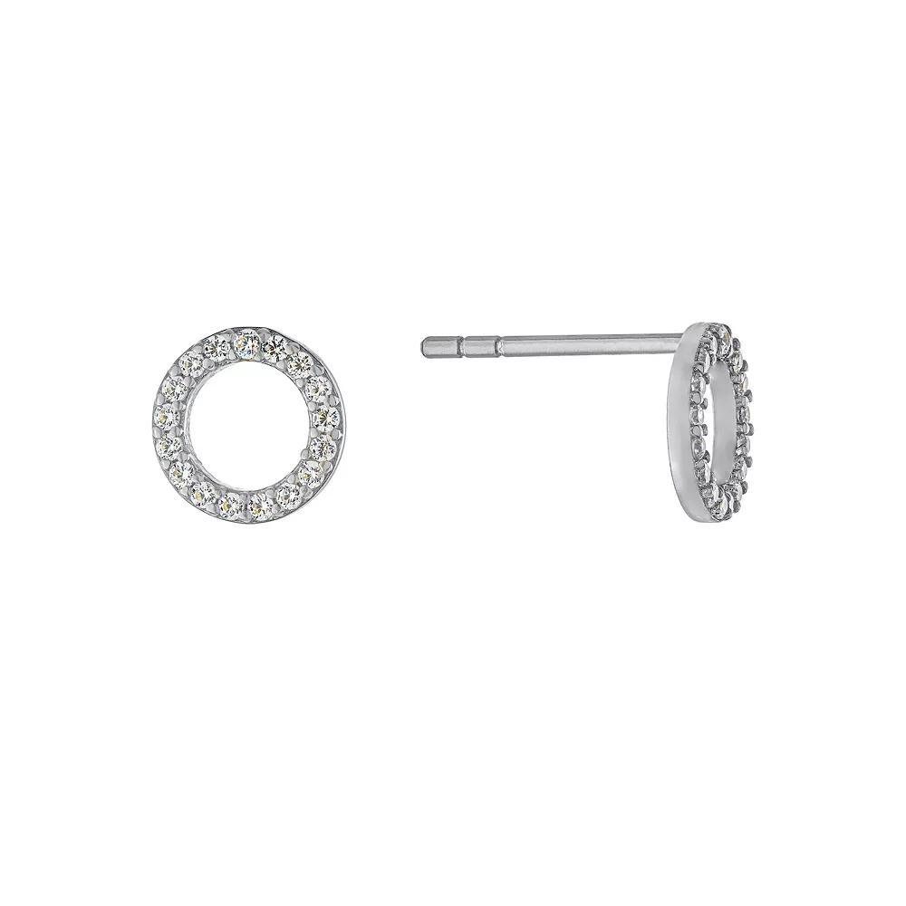 Main And Sterling Sterling Silver Cubic Zirconia Open Circle Stud Earrings, Women's Product Image