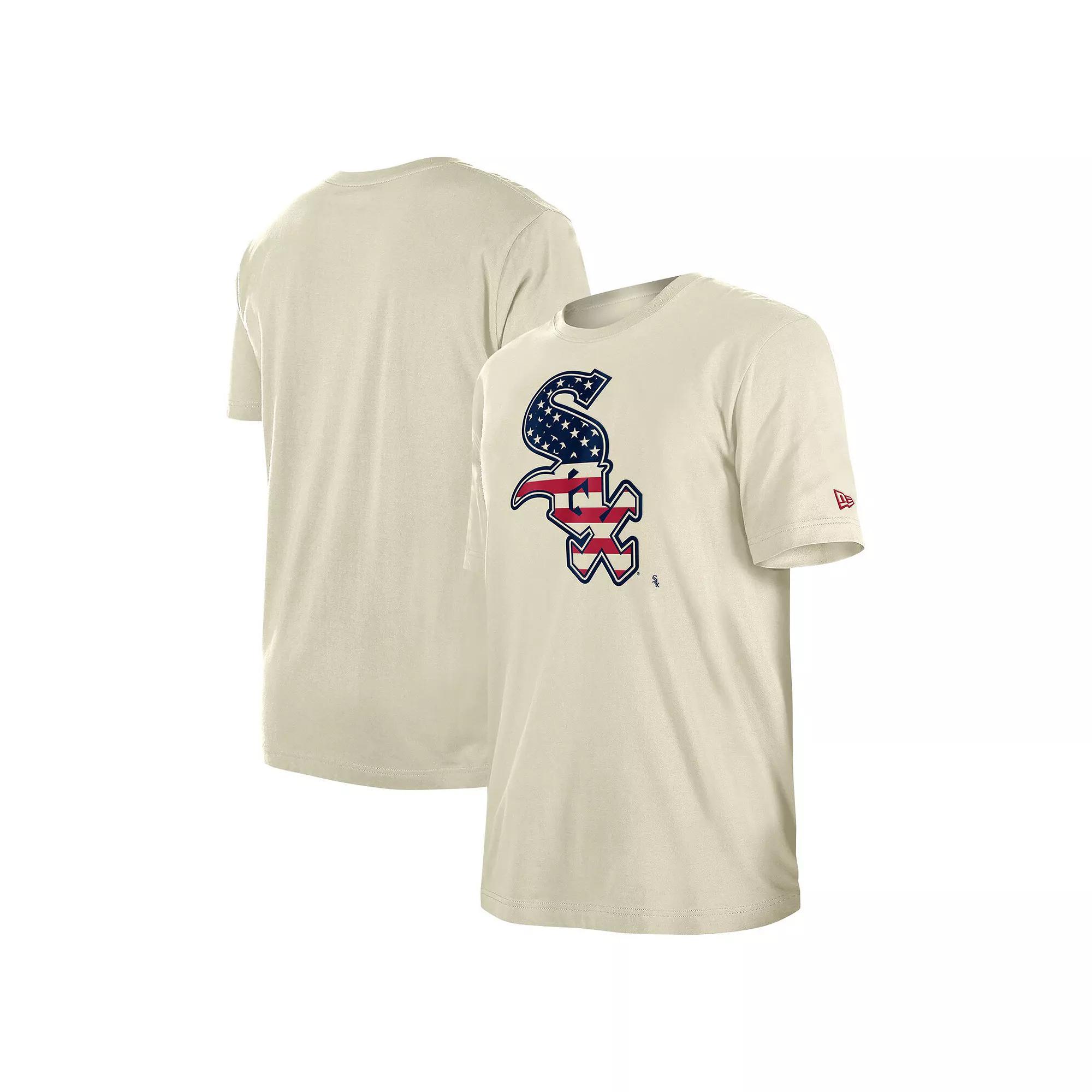 Men's New Era Cream Chicago White Sox 4th of July Flag Fill T-Shirt, Size: Small, Beige Product Image