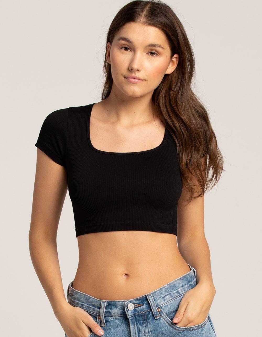 FULL TILT Seamless Square Neck Womens Crop Top Product Image