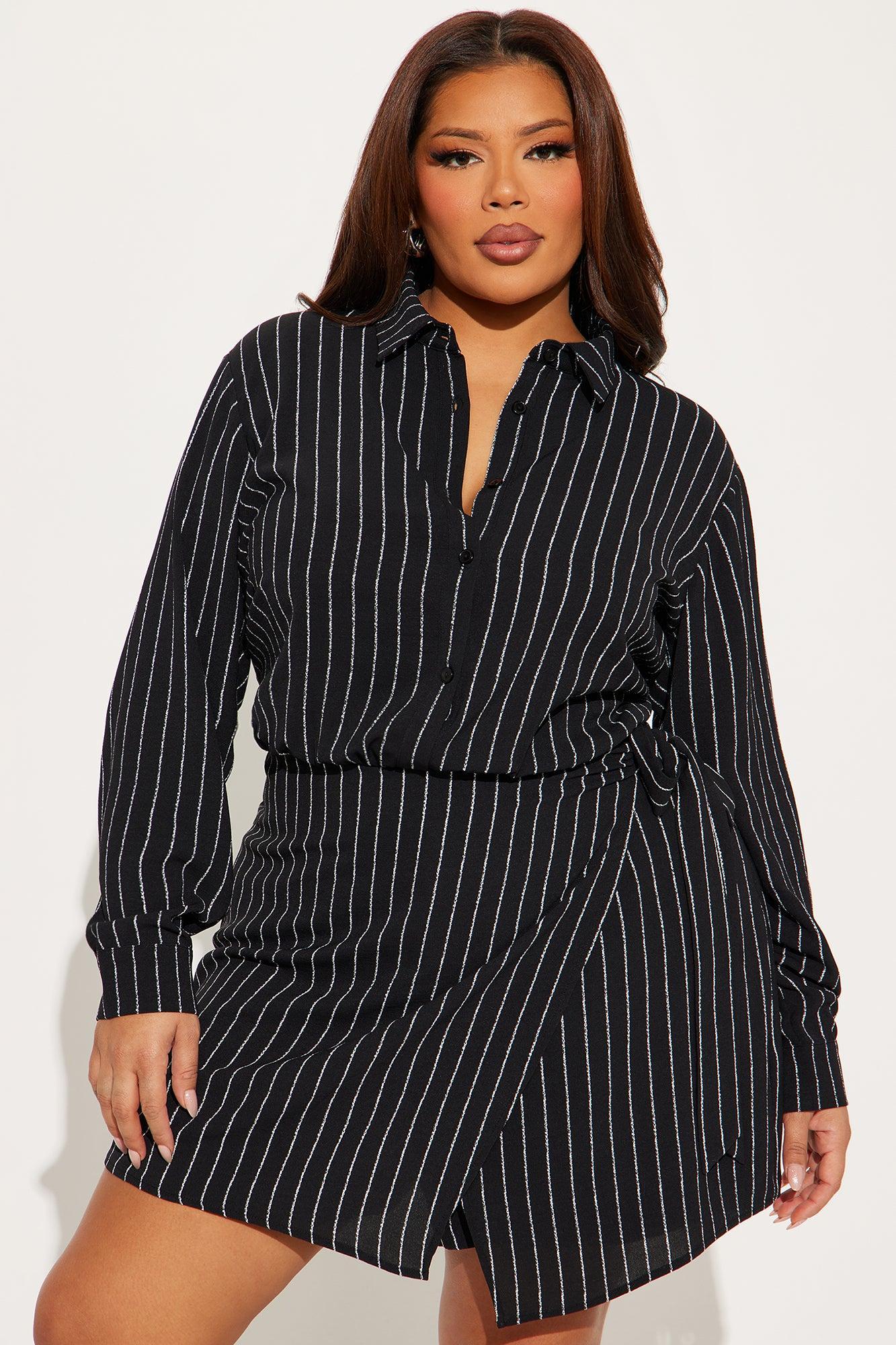 Clock In Pinstripe Romper - Black Product Image