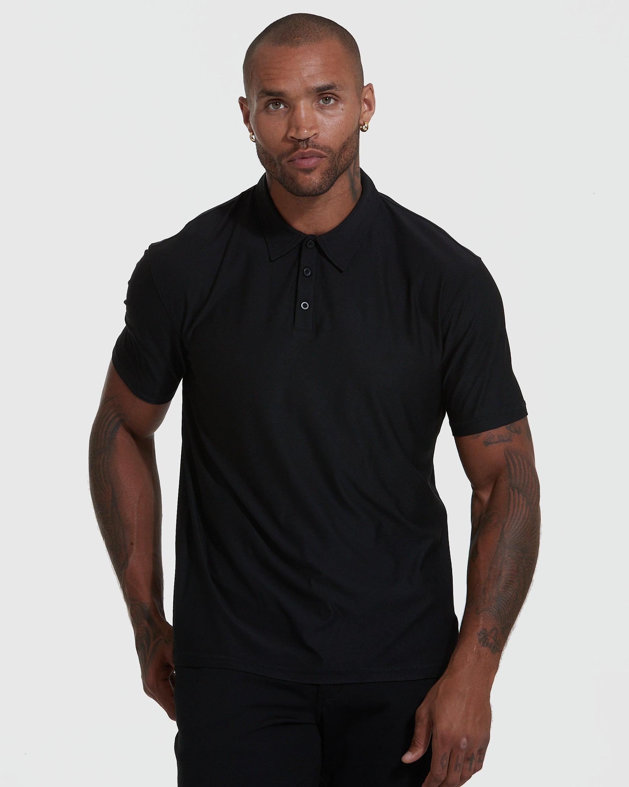 Black Active Short Sleeve Polo Product Image