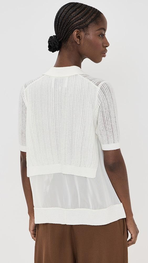 3.1 Phillip Lim Airy Open Cable Double Layer Polo with Pleated Chiffon | Shopbop Product Image