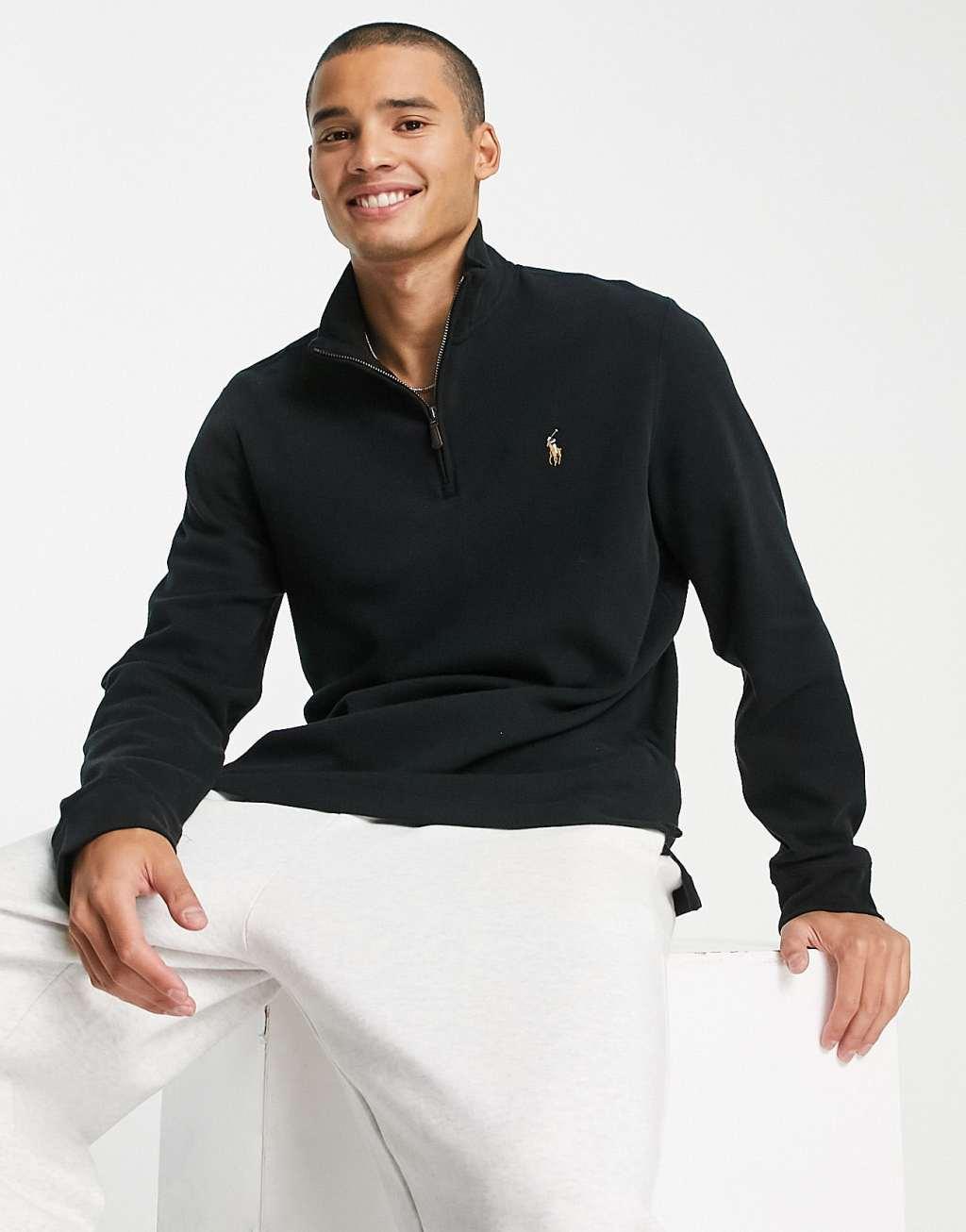 Polo Ralph Lauren icon logo double knit half zip sweatshirt Product Image
