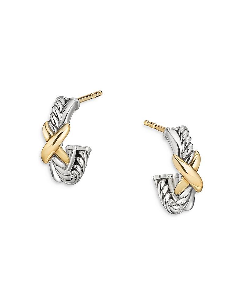Petite X Mini Hoop Earrings with 18K Yellow Gold Product Image