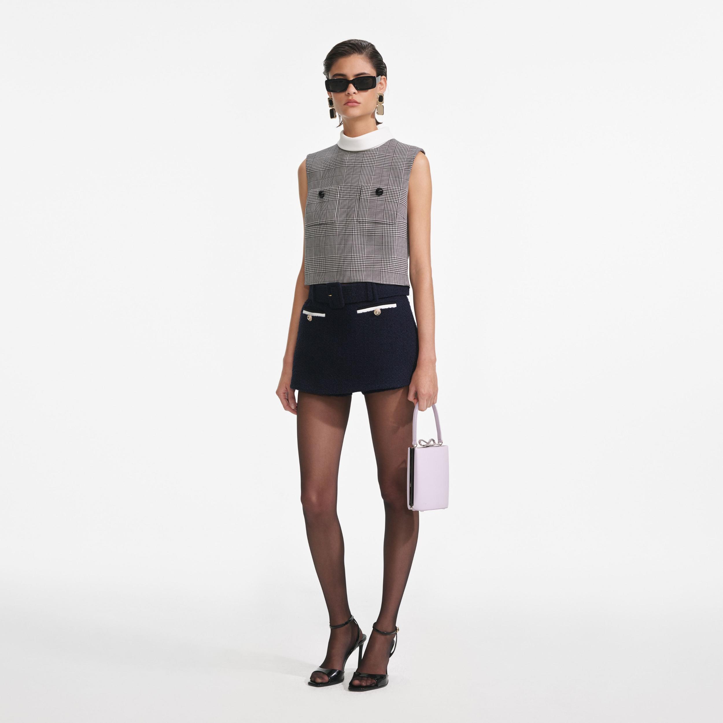 Navy Boucle Skort Product Image