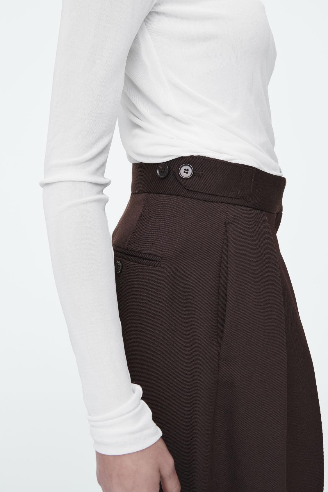 PLEATED WOOL-BLEND TAPERED PANTS Product Image
