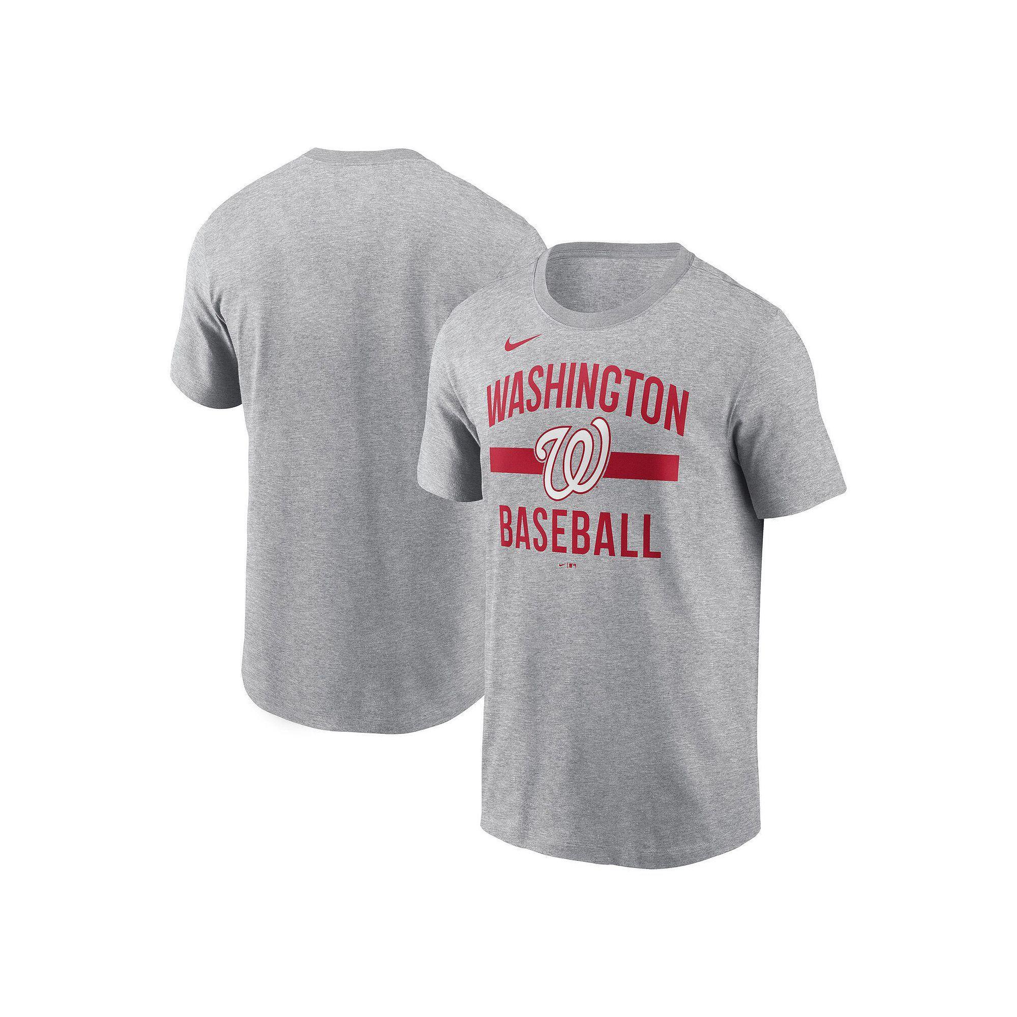 Men's Nike  Heather Gray Washington Nationals Arched T-Shirt, Size: Small, Grey Product Image