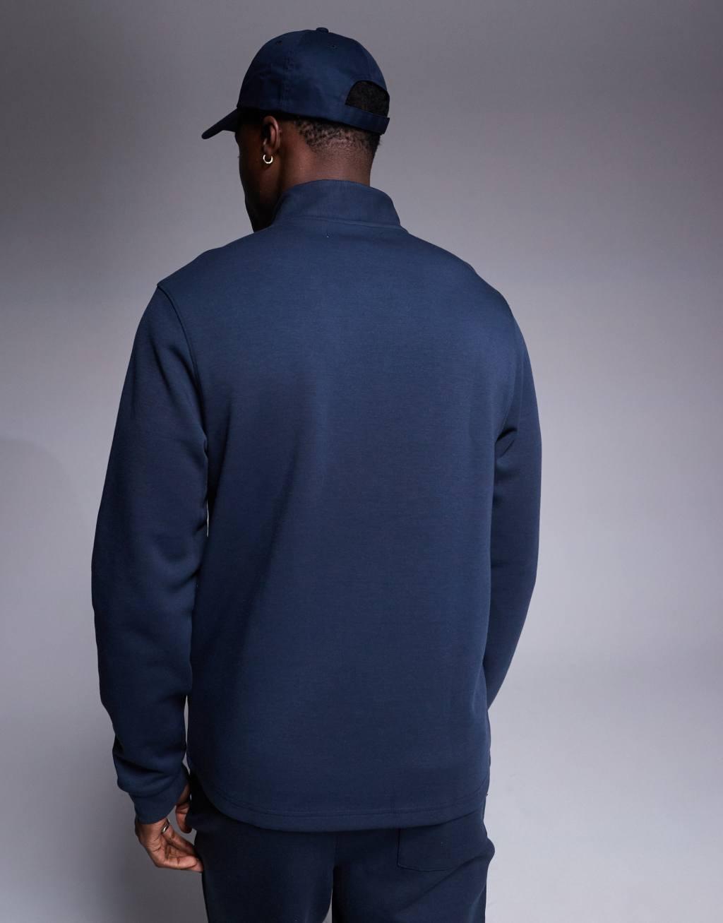 River Island smart half zip sweatshirt in navy - part of a set Product Image
