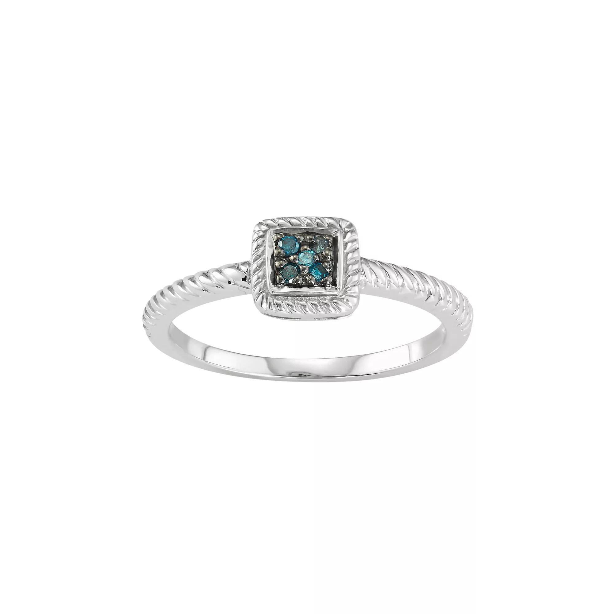Sterling Silver Blue Diamond Accent Twist Halo Ring, Women's, Size: 5 Product Image