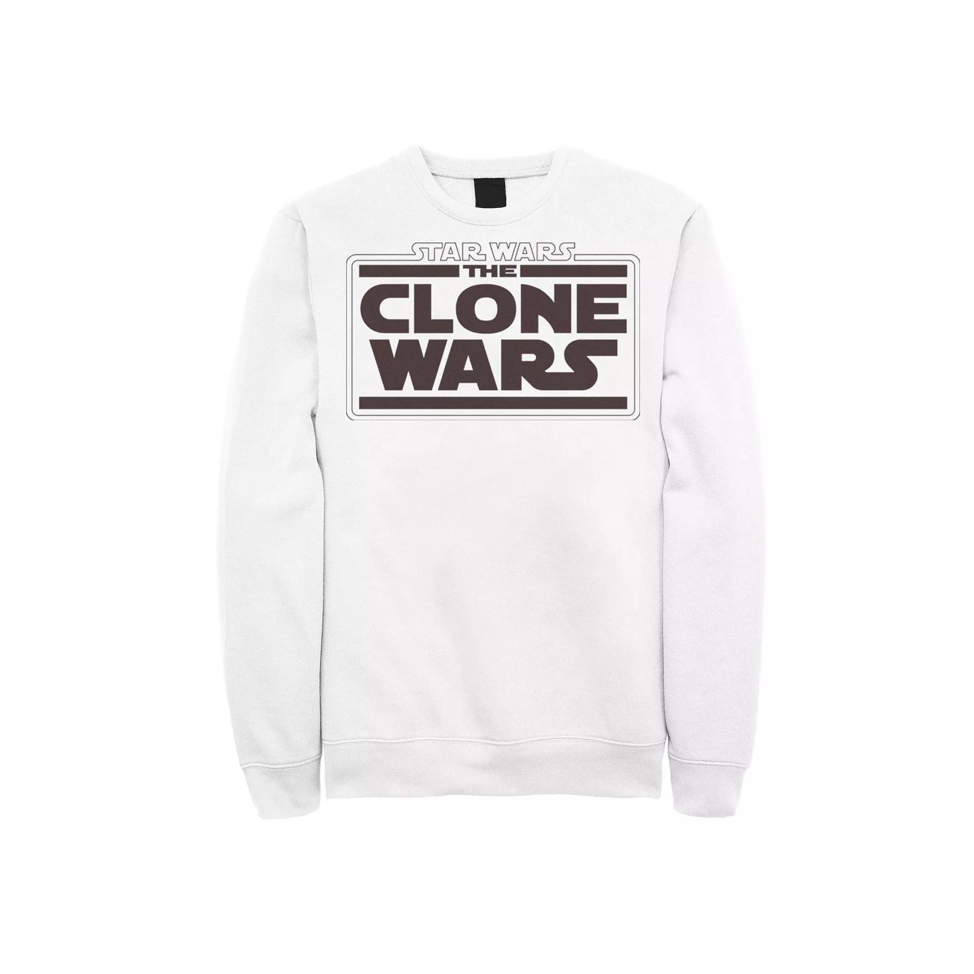 Men's Star Wars: The Clone Wars Logo Stack Sweatshirt, Size: 3XL, White Product Image
